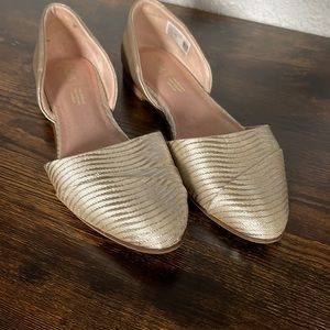 TOMS Women’s Jutti D’Orsay gold pointed toe flats